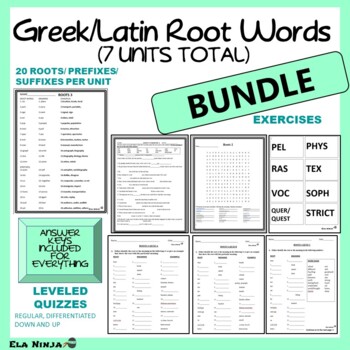 Preview of Root Word Bundle for Middle School and High School-7 weeks of material!