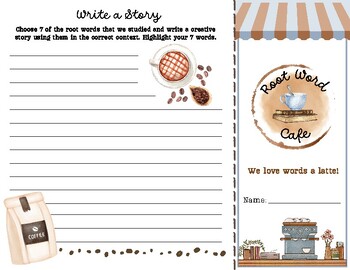 Preview of Root Word Cafe Word Study