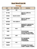 Root Word List #6 - Energy