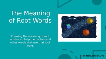 Preview of Root Word Meaning Review powerpoint