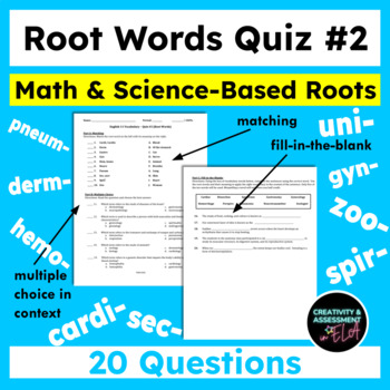 Preview of Math/Science Focus Common Greek and Latin Root Words Quiz #2