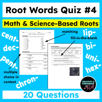Preview of Math/Science Focus Common Greek and Latin Root Words Quiz #4