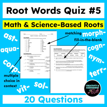 Preview of Math/Science Focus Common Greek and Latin Root Words Quiz #5
