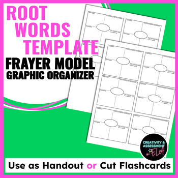 Preview of Root Word Vocabulary Flashcards Template, Frayer Model Graphic Organizer | FREE!