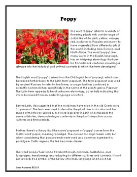Root Word of Poppy by Swan Academy | TPT