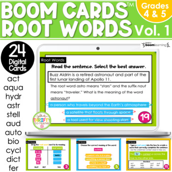 Preview of Root Words Activity | Greek & Latin Roots Boom Cards | Digital Task Cards Vol. 1