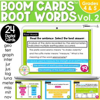 Preview of Root Words Activity | Greek & Latin Roots Boom Cards | Digital Task Cards Vol. 2