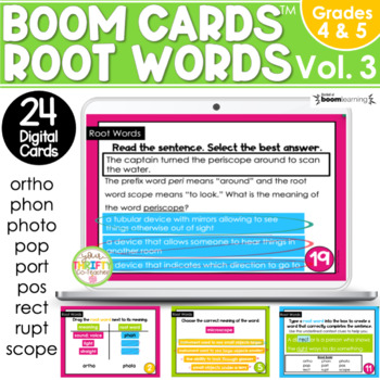 Preview of Root Words Activity | Greek & Latin Roots Boom Cards | Digital Task Cards Vol. 3