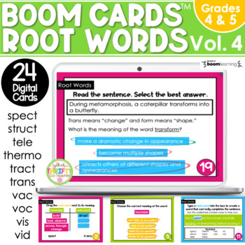 Preview of Root Words Activity | Greek & Latin Roots Boom Cards | Digital Task Cards Vol. 4