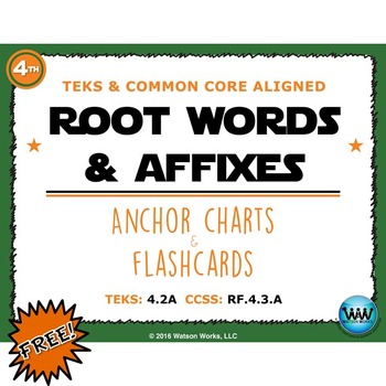 Preview of Root Words & Affixes Anchor Charts & Flashcards FREEBIE