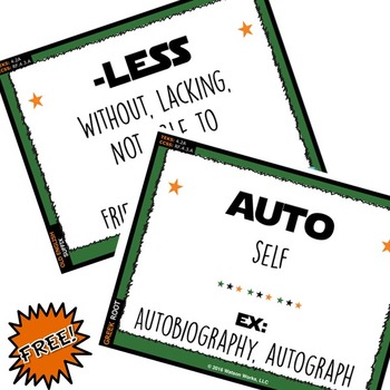 Root Words & Affixes Anchor Charts & Flashcards FREEBIE by Watson Works