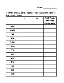 Root Words; Inflectional Ending by Dixie Learning | TpT