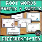 Root Words, Prefix and Suffix Task Cards Differentiated