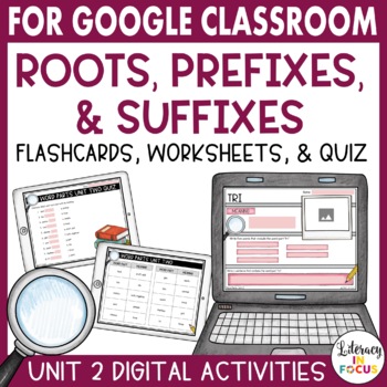 Preview of Root Words, Prefixes, & Suffixes Unit 2 | Google Classroom | Digital