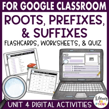 Preview of Root Words, Prefixes, & Suffixes Unit 4 | Google Classroom | Digital