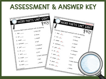 Root Words, Prefixes, & Suffixes Unit 8 Worksheets by Literacy in Focus