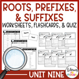 Root Words, Prefixes, & Suffixes Unit 9 Worksheets