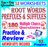 Root Words, Prefixes and Suffixes Worksheets. 5th-6th Grad