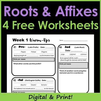 Preview of Greek and Latin Root Words Worksheets - Printable & Digital