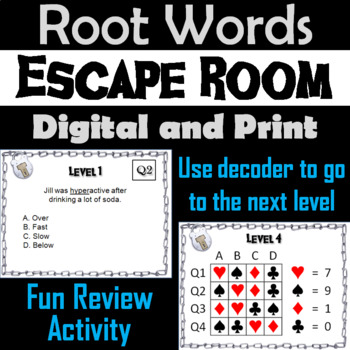 Preview of Greek and Latin Root Words Activity Escape Room (Vocabulary Game)