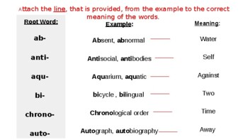 Preview of Root Words Worksheet