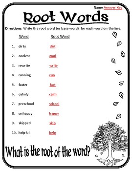 Root Words Worksheet Root Words, Prefixes, and Suffixes Worksheet Roots #1