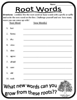 All Root Words Worksheet Root Words, Prefixes, and Suffixes Worksheets