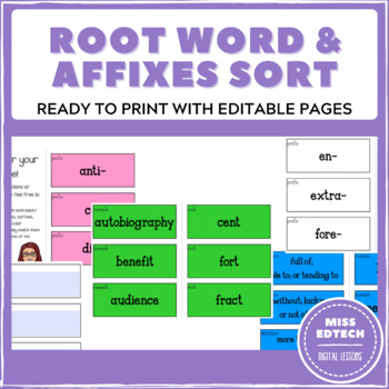Preview of Root Words and Affixes Flash Card Sort