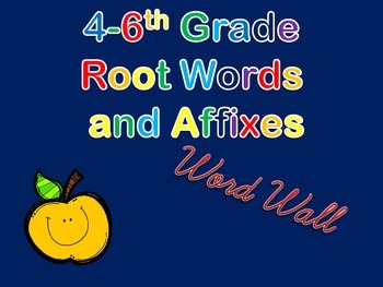 Preview of Root Words and Affixes Word Wall