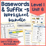 Root or Base Word & Suffix -s Phonics Worksheets, Level 1 