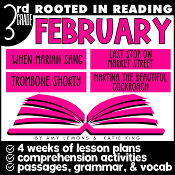 Preview of Rooted in Reading 3rd Grade February Comprehension Activities w/ Grammar, Vocab