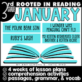 Rooted in Reading 3rd Grade January Lessons | Comprehension | Grammar | Vocab