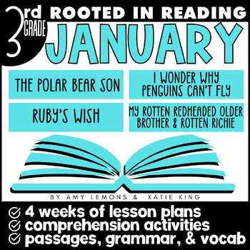 Preview of Rooted in Reading 3rd Grade January w/ Winter Reading Comprehension Activities