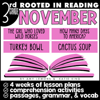 Preview of Rooted in Reading 3rd Grade November Lessons | Comprehension | Grammar | Vocab