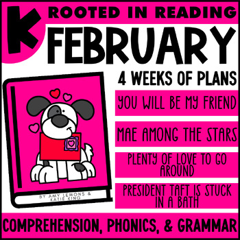 Preview of Rooted in Reading February Comprehension for Kindergarten w/ Grammar & Phonics