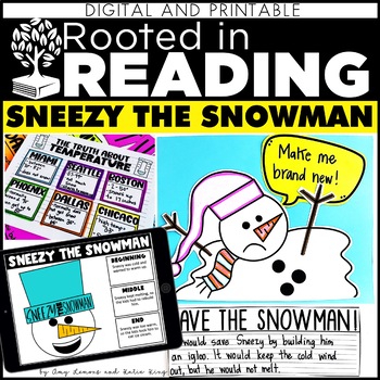 Preview of Rooted in Reading Sneezy the Snowman Winter Reading Comprehension & Activities