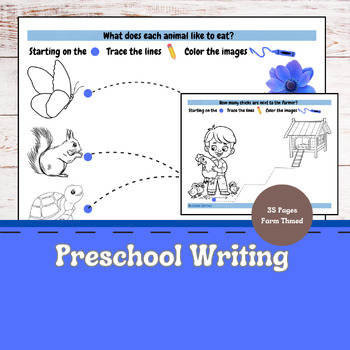 Preview of Pre Writing Packet for Preschool | Farm Themed