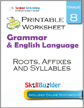 Preview of Roots, Affixes and Syllables Printable Worksheet, Grade 8