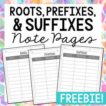 Roots, Prefixes, and Suffixes Worksheet Activity | FREEBIE | TpT