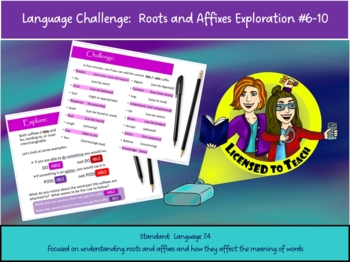 Preview of Roots and Affixes Exploration Activities #6-10 with Sketch Notes