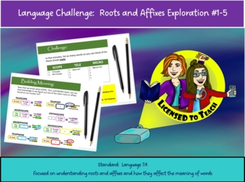 Preview of Roots and Affixes Exploration Activities #1-5 with Sketch Notes