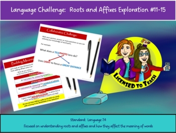Preview of Roots and Affixes Exploration Activities #11-15 with sketch notes