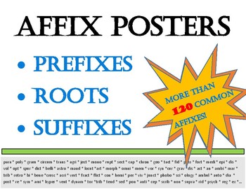 Preview of Word Roots & Affixes - Prefixes & Suffixes - for Slides, Posters, & Handouts. 