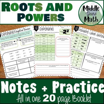 Preview of Roots and Powers | Guided notes | Inquiry | Practice Questions
