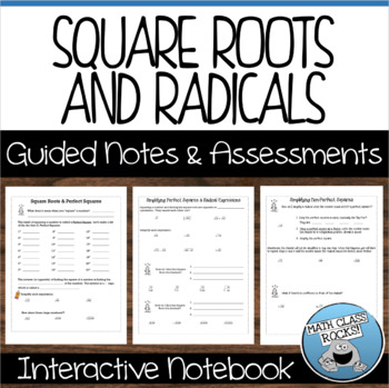 Preview of SQUARE ROOTS AND RADICALS GUIDED NOTES AND ASSESSMENTS