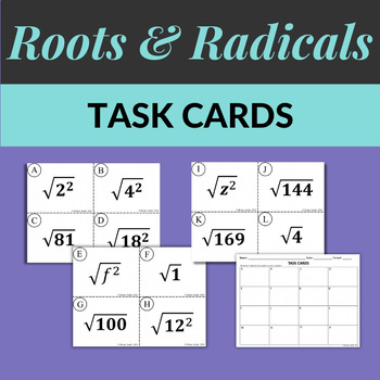 Preview of Roots and Radicals Task Cards Activity
