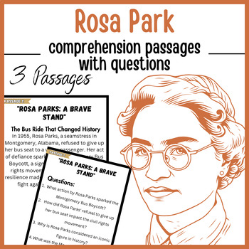 Preview of Rosa Park 3 Comprehension Passages With Questions | Black History Month Activity
