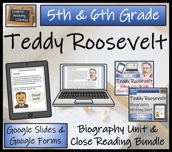 Preview of Teddy Roosevelt Biography & Close Read Bundle Digital & Print | 5th & 6th Grade