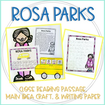 Preview of Rosa Parks Activities with Close Reading, Writing, Main Idea & Details Bus Craft
