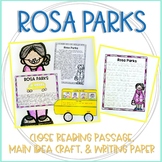 Rosa Parks Activities with Close Reading, Writing, Main Id